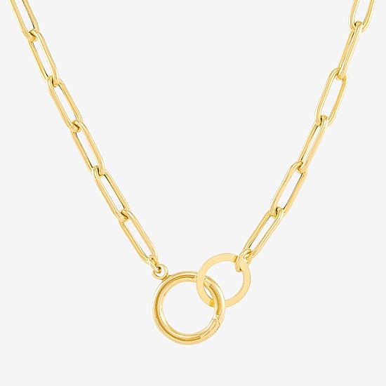 Limited Quantities! Womens 18K Gold Over Silver Paperclip 16 Inch Pendant Necklace
