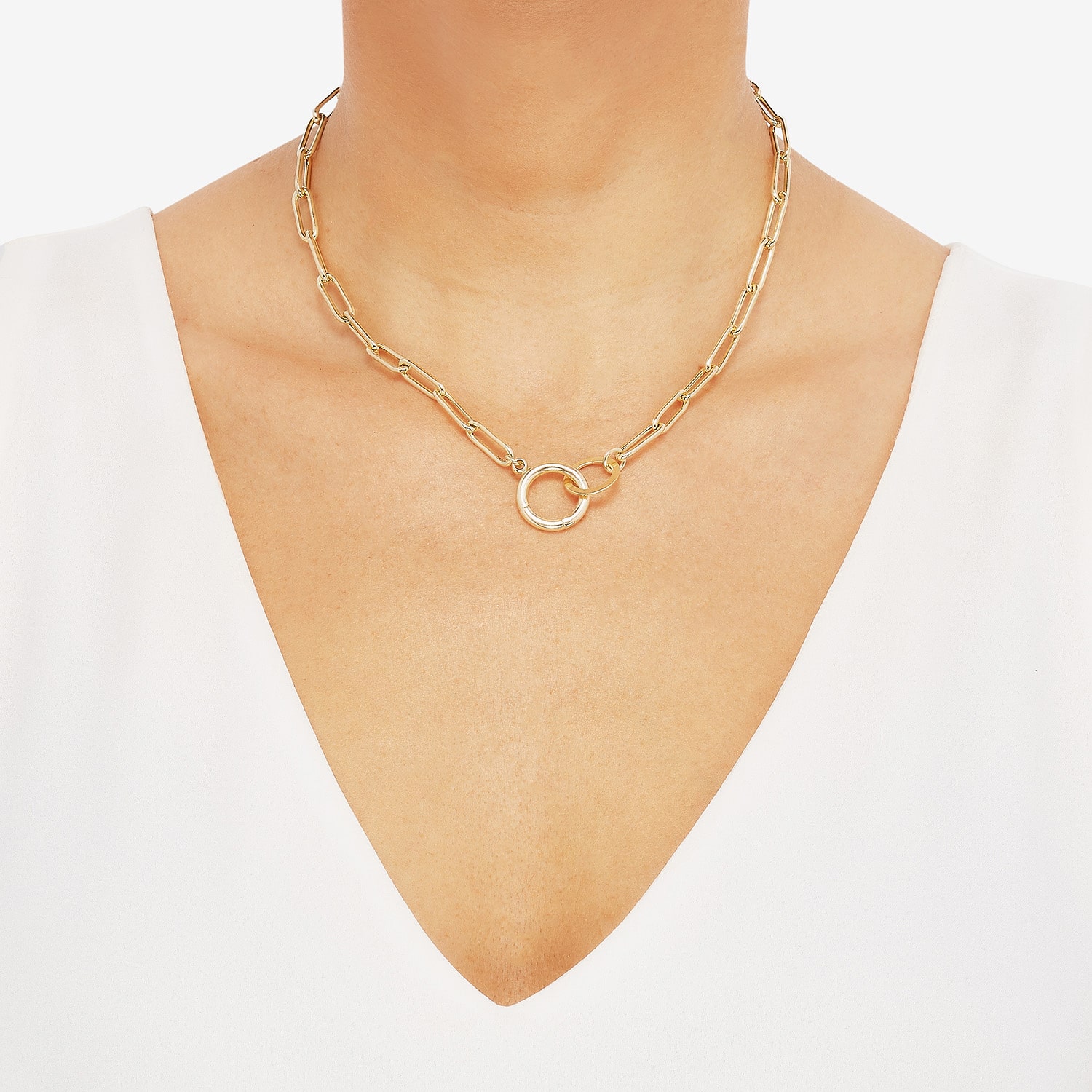 Limited Quantities! Womens 18K Gold Over Silver Paperclip 16 Inch Pendant Necklace
