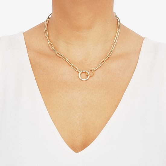 Limited Quantities! Womens 18K Gold Over Silver Paperclip 16 Inch Pendant Necklace