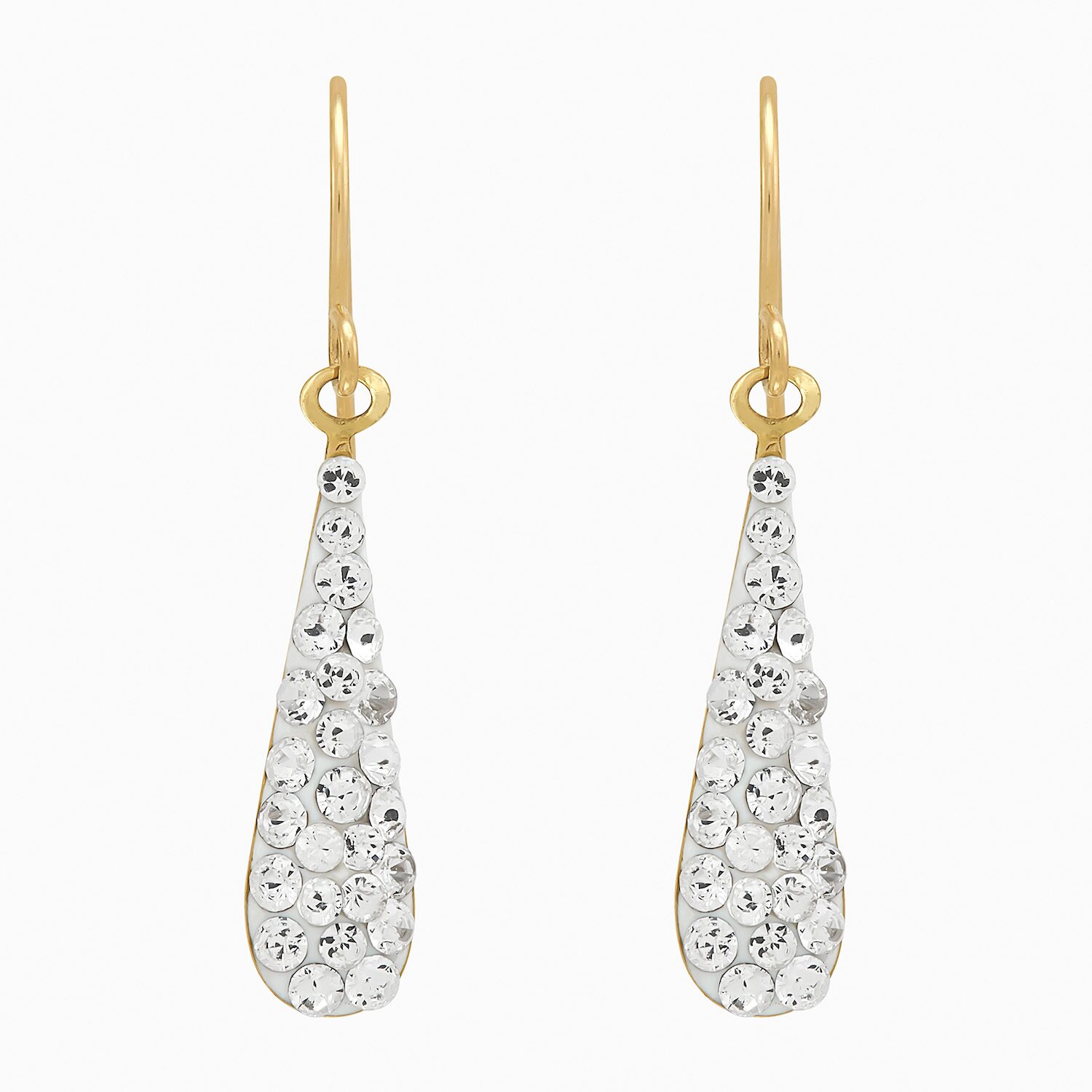 Limited Quantities! Womens White Crystal 14K Gold Drop Earrings