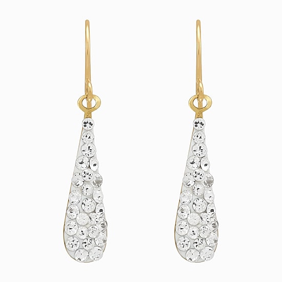 Limited Quantities! Womens White Crystal 14K Gold Drop Earrings