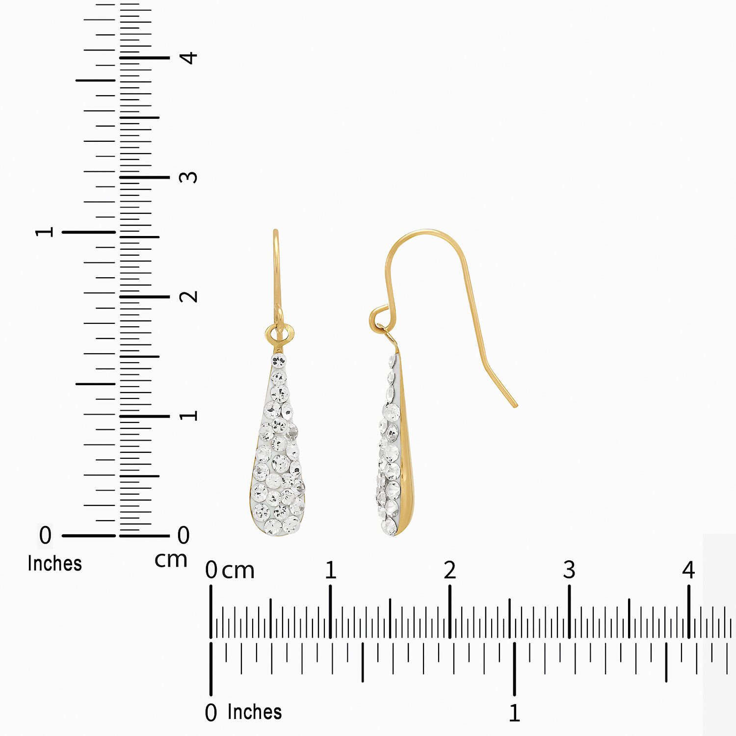 Limited Quantities! Womens White Crystal 14K Gold Drop Earrings