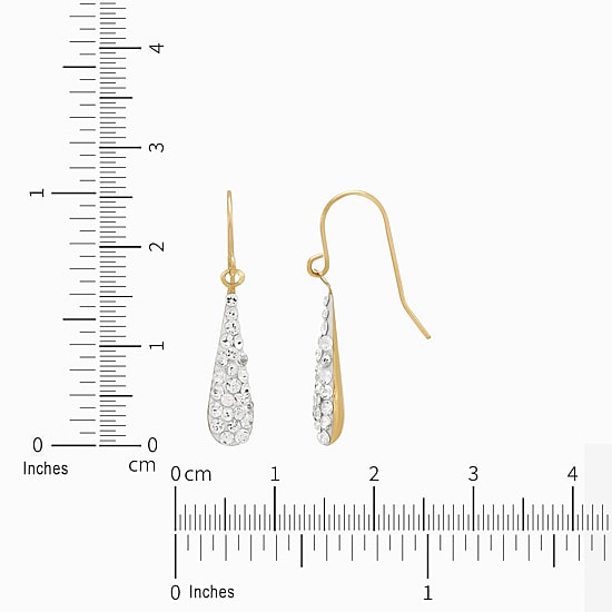 Limited Quantities! Womens White Crystal 14K Gold Drop Earrings
