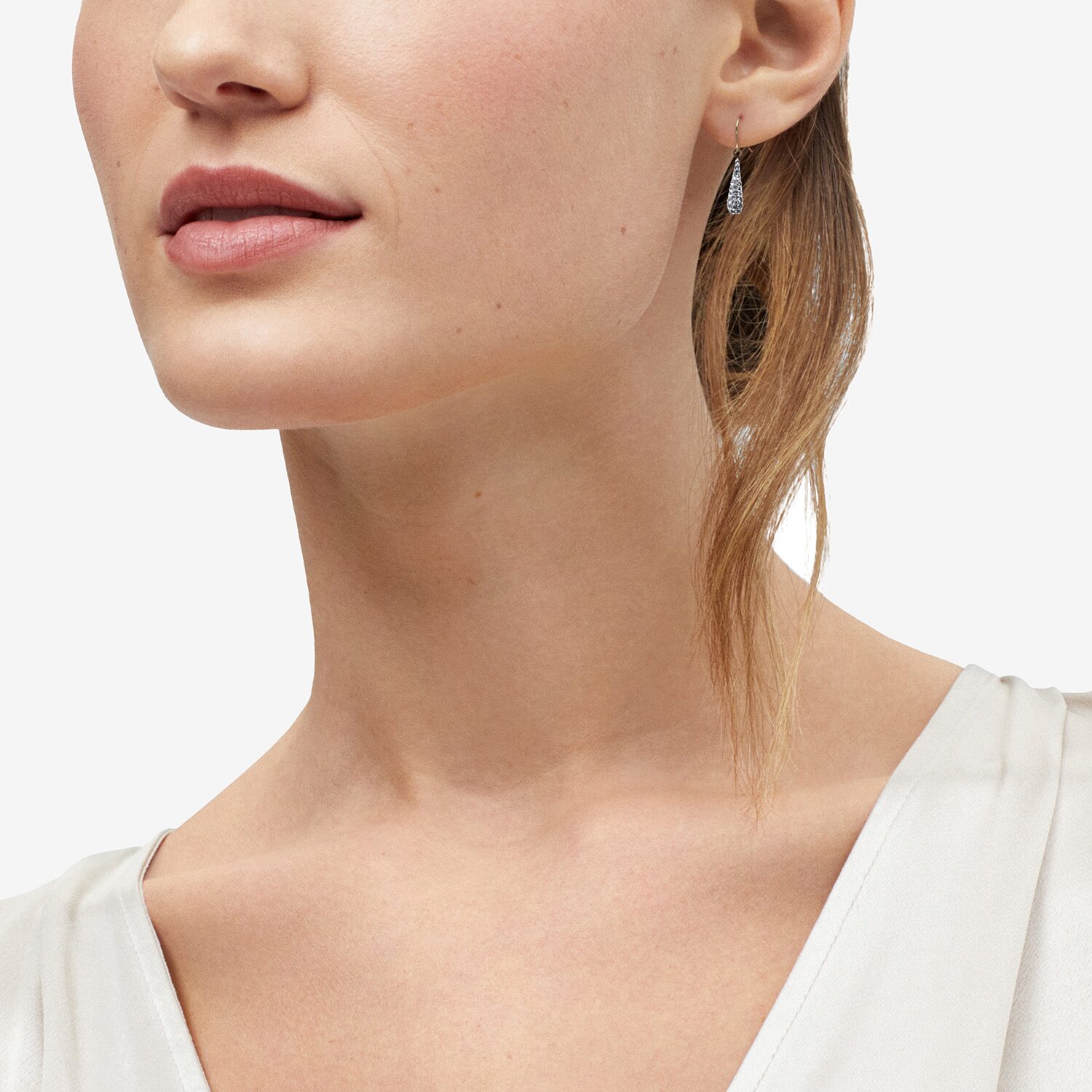 Limited Quantities! Womens White Crystal 14K Gold Drop Earrings