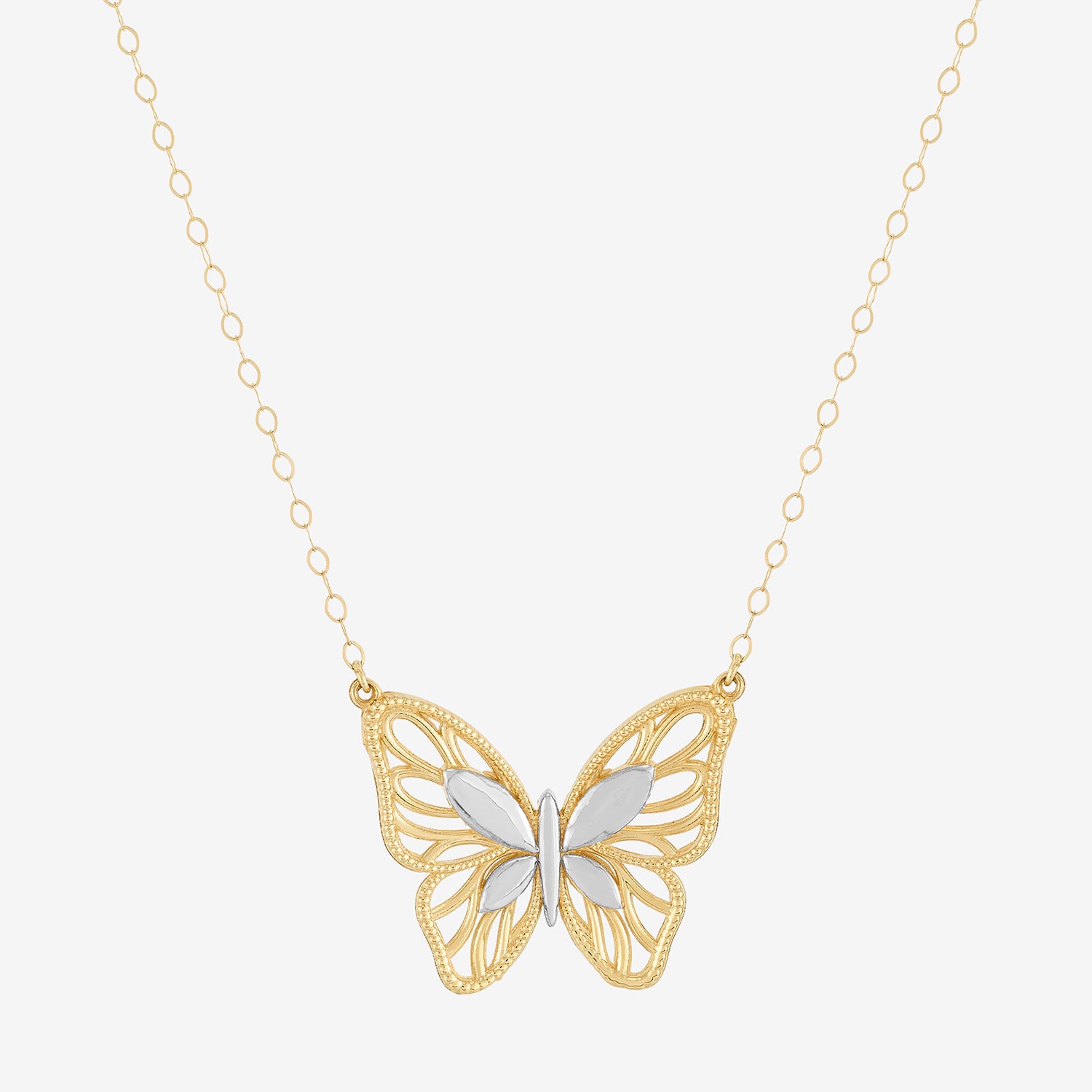 Limited Quantities! Womens 10K Gold Butterfly 18 Inch Pendant Necklace