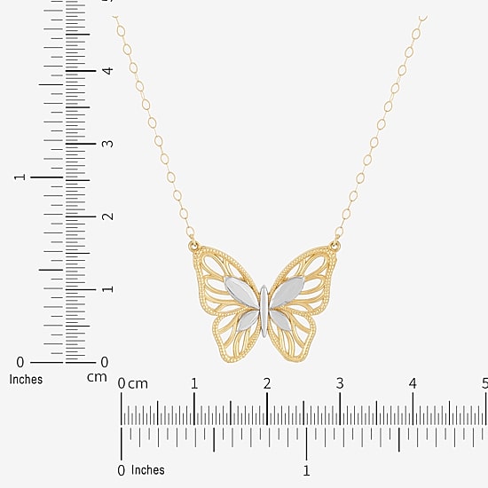 Limited Quantities! Womens 10K Gold Butterfly 18 Inch Pendant Necklace