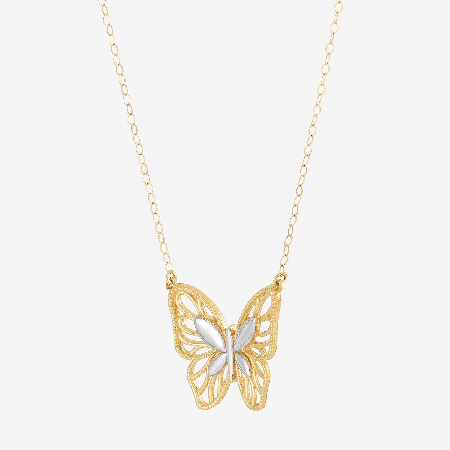Limited Quantities! Womens 10K Gold Butterfly 18 Inch Pendant Necklace