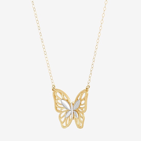 Limited Quantities! Womens 10K Gold Butterfly 18 Inch Pendant Necklace