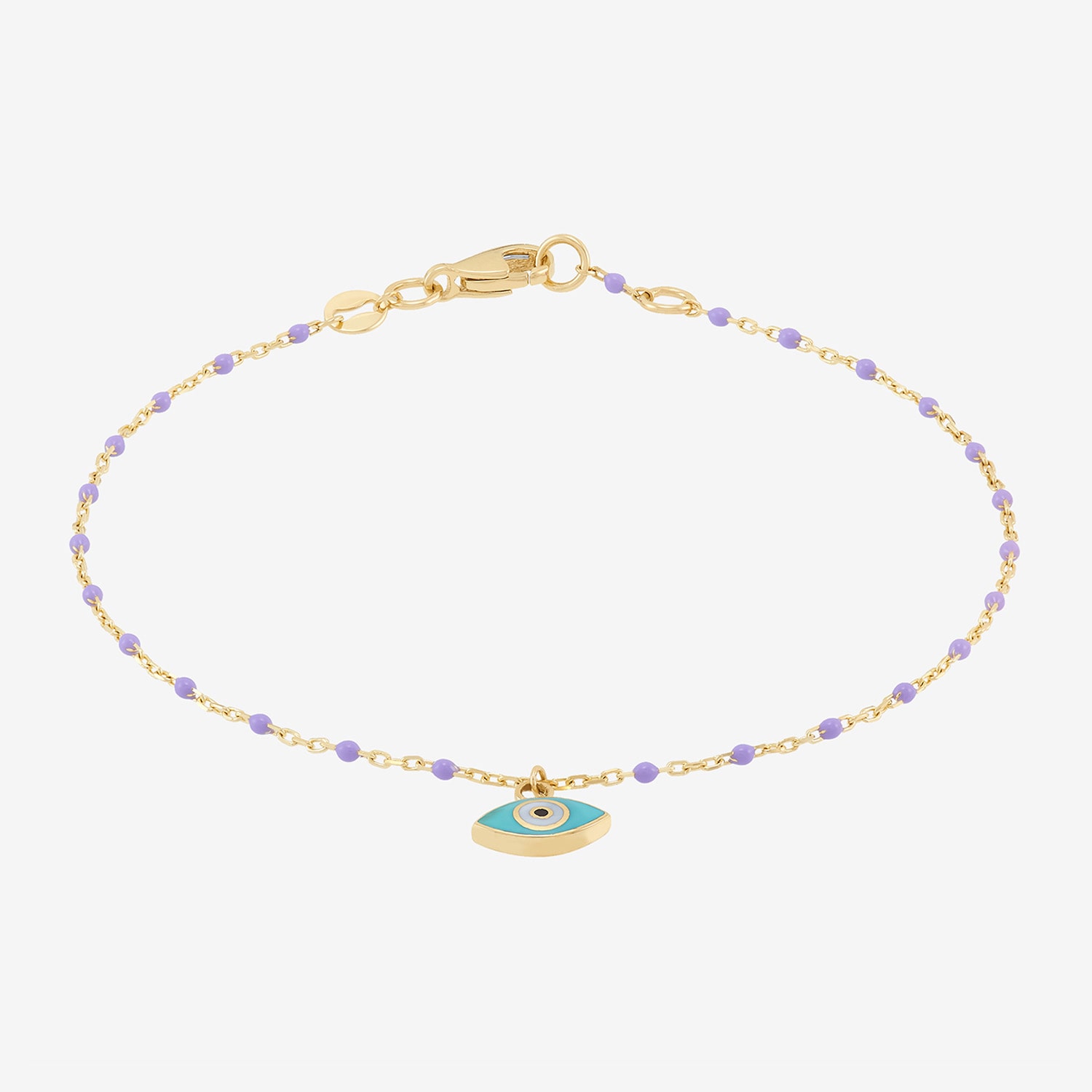 Limited Quantities! Womens 14K Gold Evil Eye Beaded Bracelet