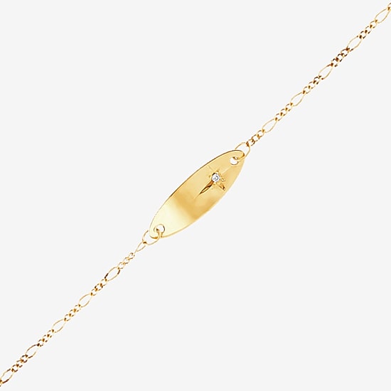 Limited Quantities! Girls 14K Gold 5 3/4 Inch Solid Figaro Id Bracelet