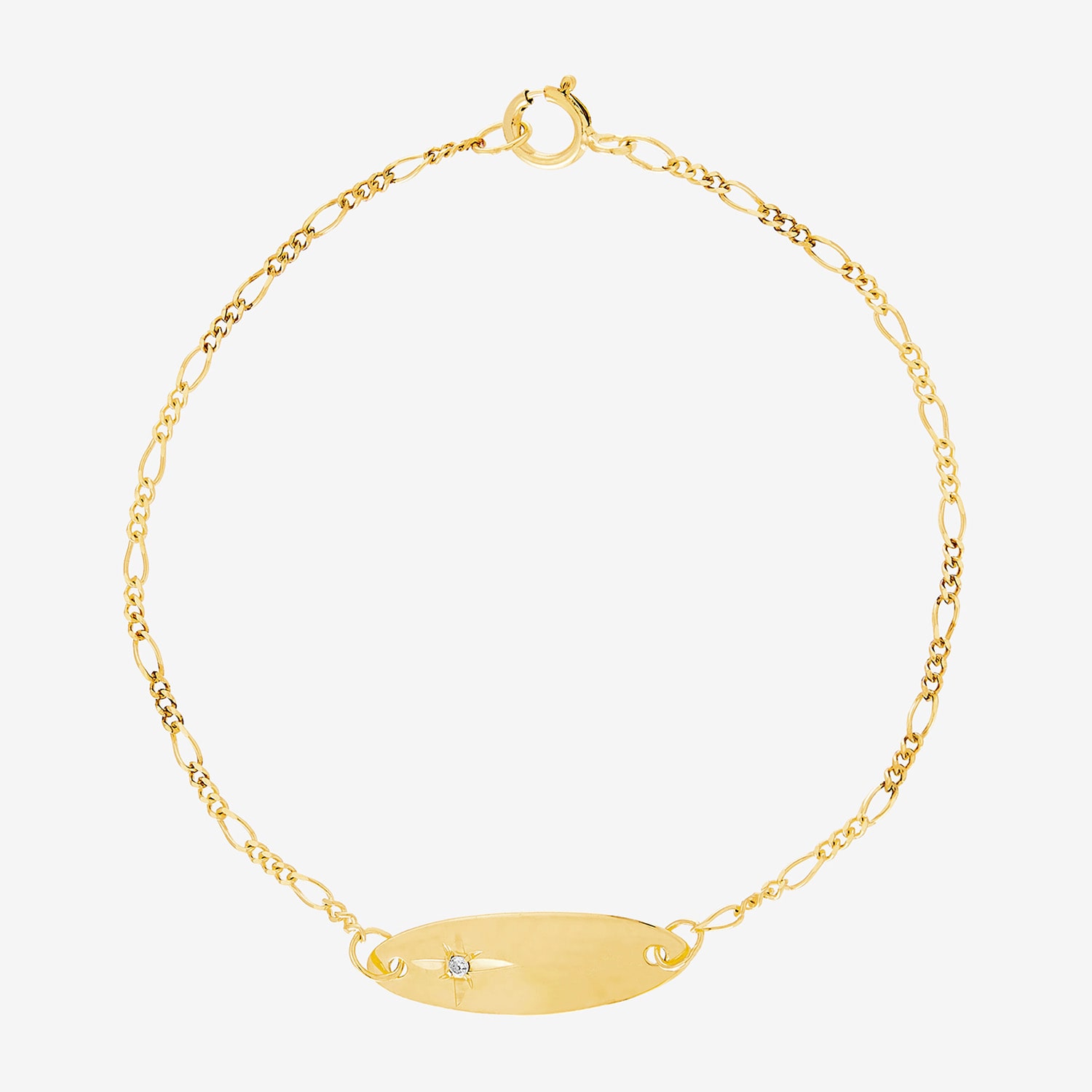 Limited Quantities! Girls 14K Gold 5 3/4 Inch Solid Figaro Id Bracelet