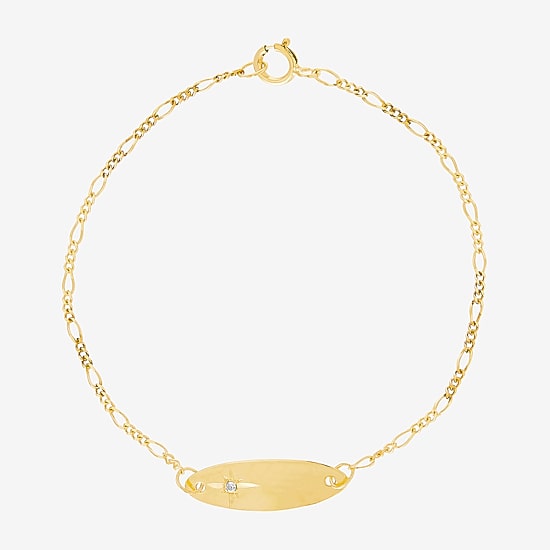 Limited Quantities! Girls 14K Gold 5 3/4 Inch Solid Figaro Id Bracelet