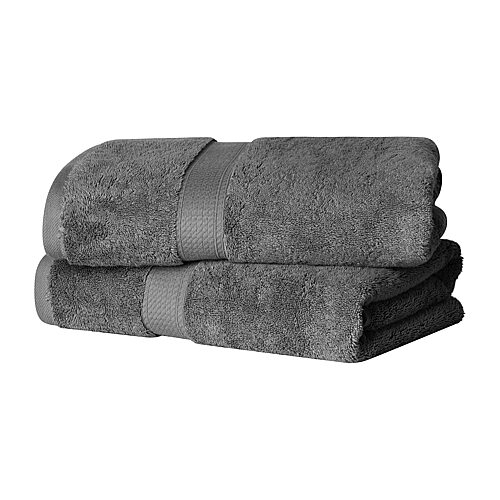 SUPERIOR Madeline Collection | Plush Egyptian Cotton 2-pc. Quick Dry Bath Towel, One Size, Black