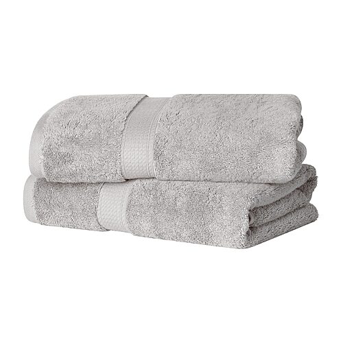 SUPERIOR Madeline Collection | Plush Egyptian Cotton 2-pc. Quick Dry Bath Towel, One Size, Silver