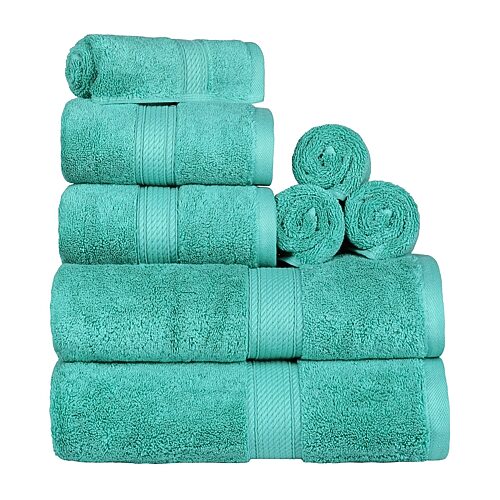 SUPERIOR Madeline Collection | Plush Egyptian Cotton 8-pc. Quick Dry Solid Bath Towel Set, One Size, Green