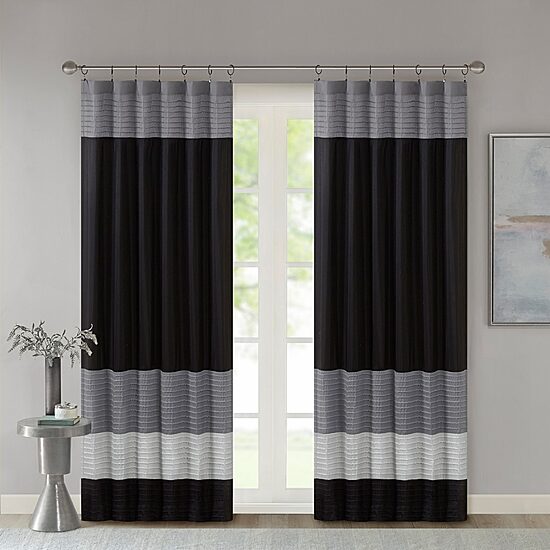 Madison Park Infinity Polyoni 50"W X 84"L Pintuck-Striped Rod Pocket Back Tab Energy Saving Light-Filtering Single Curtain Panel