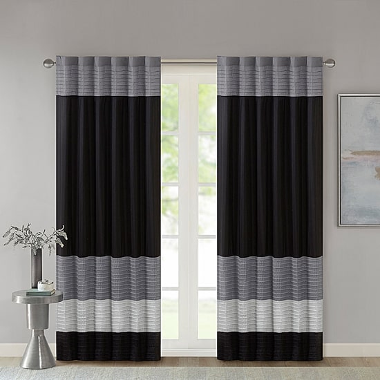 Madison Park Infinity Polyoni 50"W X 84"L Pintuck-Striped Rod Pocket Back Tab Energy Saving Light-Filtering Single Curtain Panel