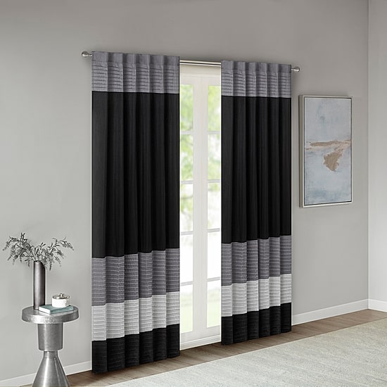 Madison Park Infinity Polyoni 50"W X 84"L Pintuck-Striped Rod Pocket Back Tab Energy Saving Light-Filtering Single Curtain Panel