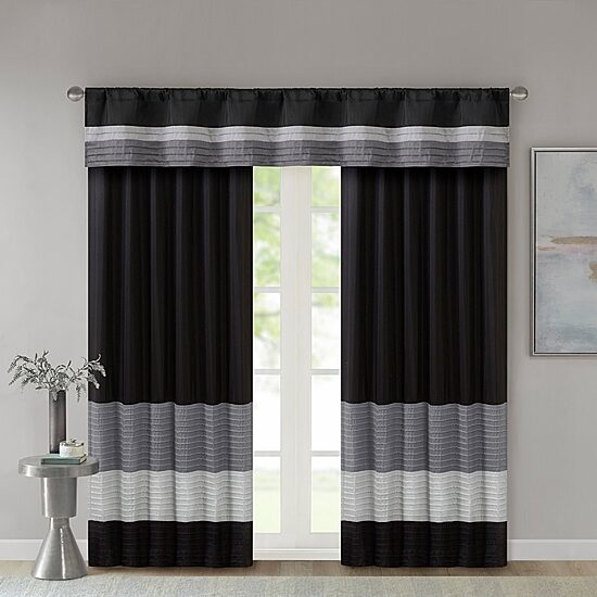 Madison Park Infinity Polyoni 50"W X 84"L Pintuck-Striped Rod Pocket Back Tab Energy Saving Light-Filtering Single Curtain Panel