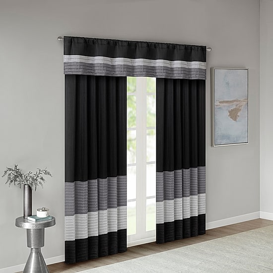 Madison Park Infinity Polyoni 50"W X 84"L Pintuck-Striped Rod Pocket Back Tab Energy Saving Light-Filtering Single Curtain Panel