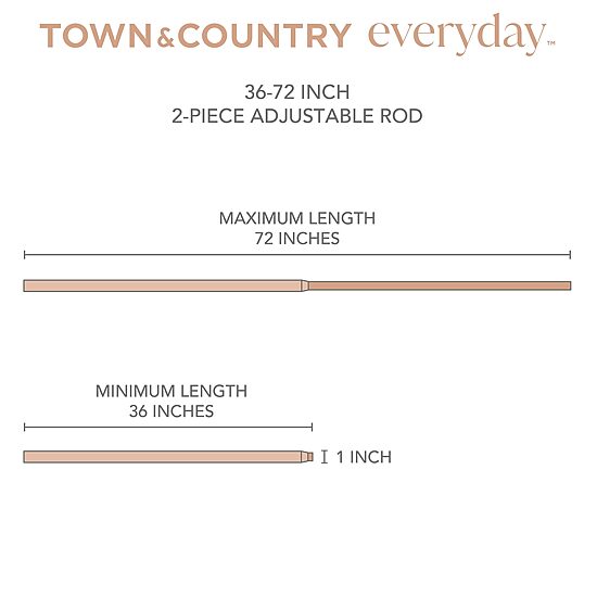 Town And Country Modern Rounded Cap 1 IN Adjustable Curtain Rod