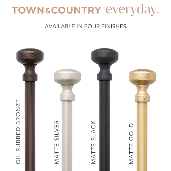 Town And Country Modern Rounded Cap 1 IN Adjustable Curtain Rod