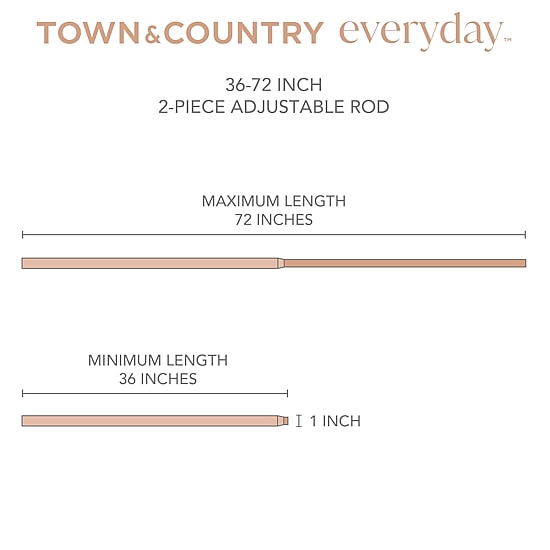 Town And Country Smooth Edge Cylinder 1 IN Adjustable Curtain Rod