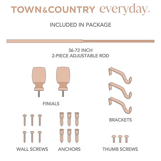 Town And Country Smooth Edge Cylinder 1 IN Adjustable Curtain Rod