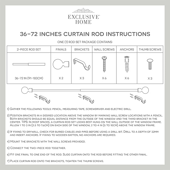 Exclusive Home Curtains Peony 1 IN Adjustable Curtain Rod
