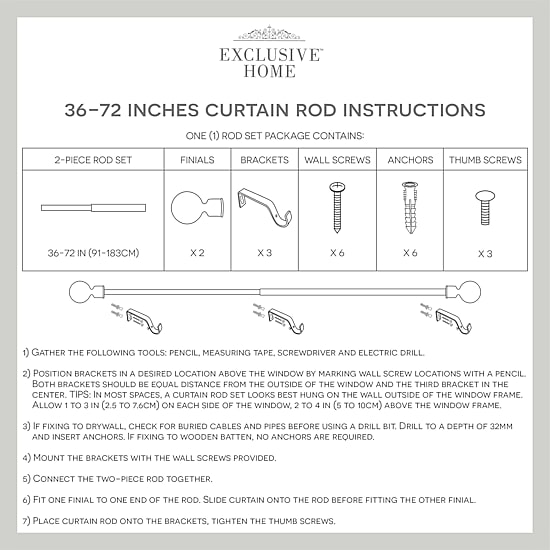 Exclusive Home Curtains Diana 1 IN Adjustable Curtain Rod