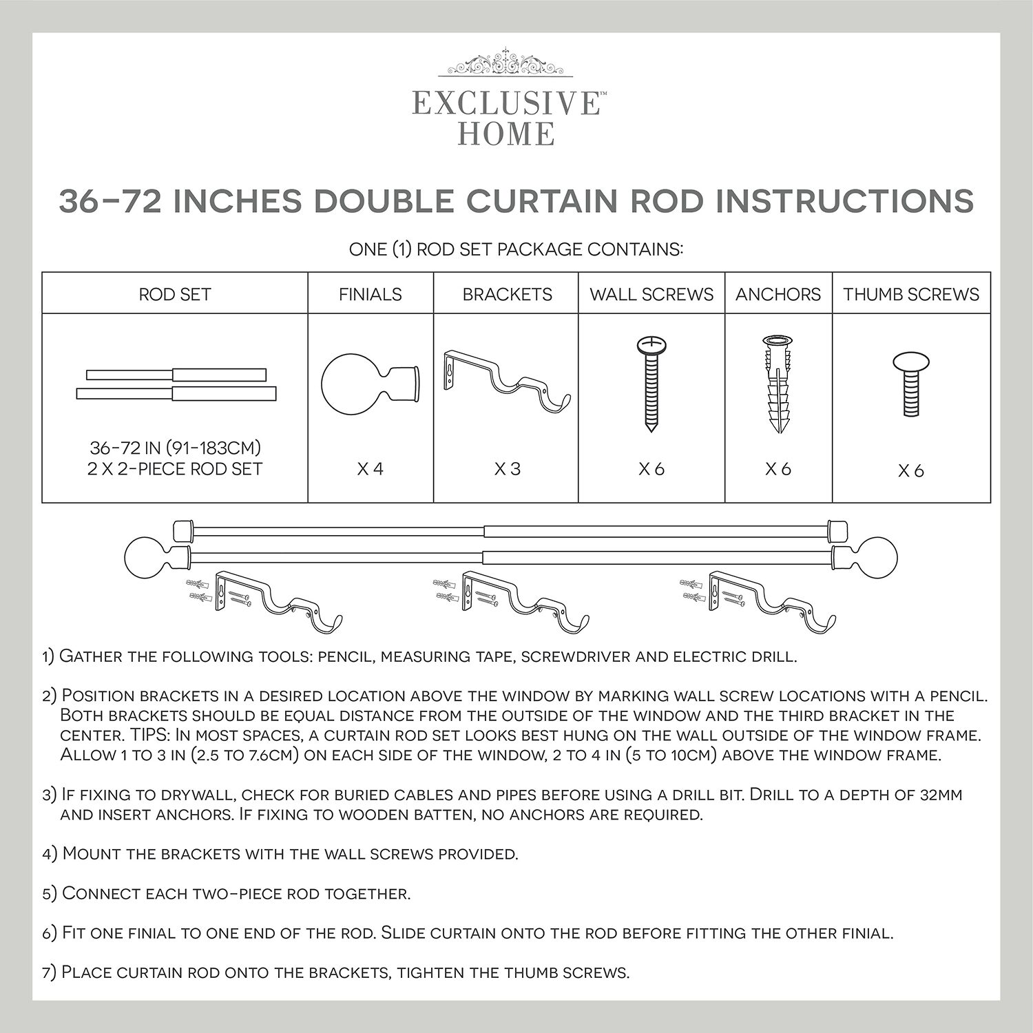 Exclusive Home Curtains Napoleon/Topper Double Curtain Rod