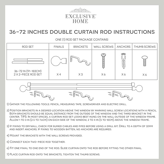 Exclusive Home Curtains Napoleon/Topper Double Double Curtain Rod