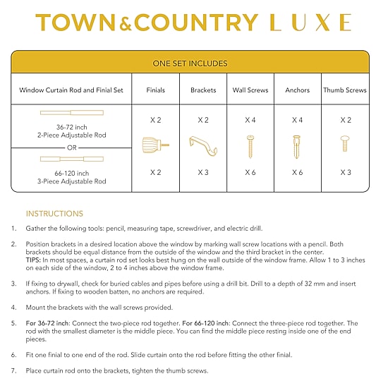 Town And Country Marbled Flute 1 IN Adjustable Curtain Rod
