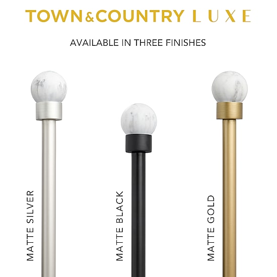 Town And Country Marbled Sphere 1 IN Adjustable Curtain Rod