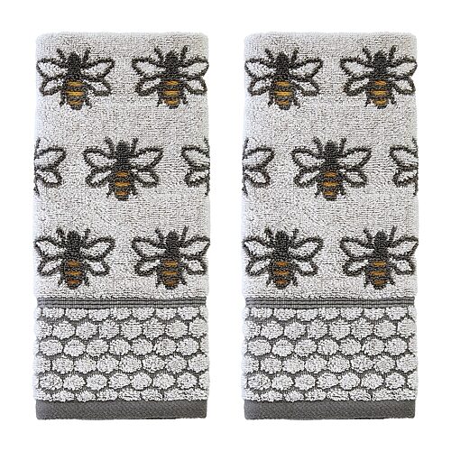 Saturday Knight Honey Bee 2-pc. Hand Towel In White
