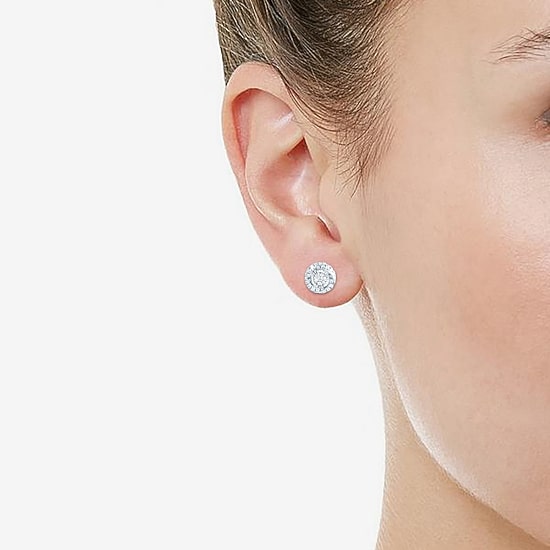 1/2 CT. T.W. Natural White Diamond Sterling Silver 9.7mm Stud Earrings