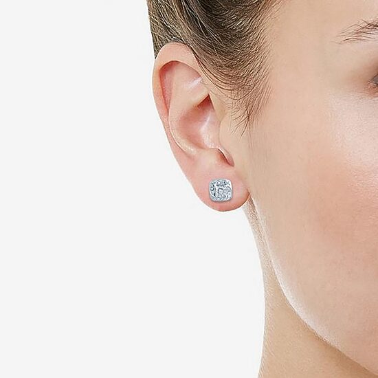 1/5 CT. Natural White Diamond Sterling Silver 8.6mm Stud Earrings