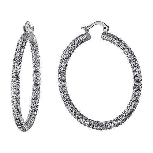 Sparkle Allure Womens Crystal 28.7mm Hoop Earrings, One Size