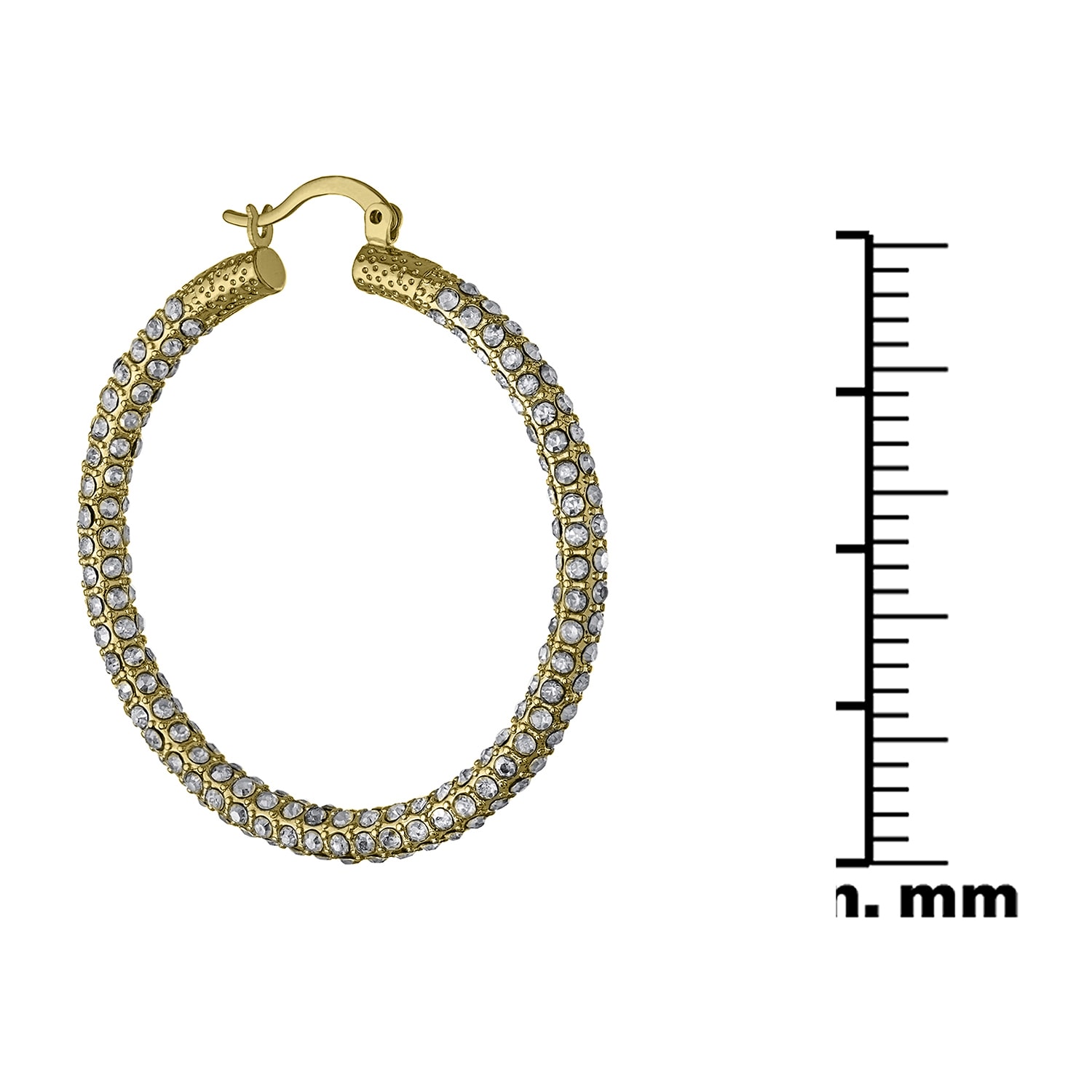 Sparkle Allure Womens Crystal 24K Gold Over Brass 28.5mm Hoop Earrings