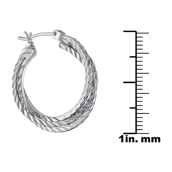 Silver Reflections Pure Silver Over Brass Hoop Earrings