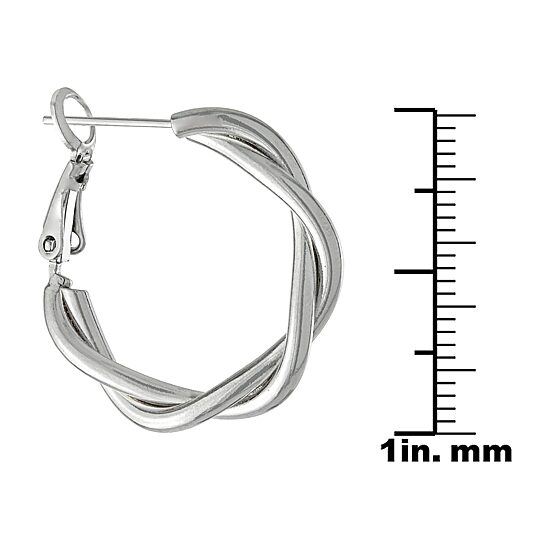 Silver Reflections Pure Silver Over Brass Hoop Earrings