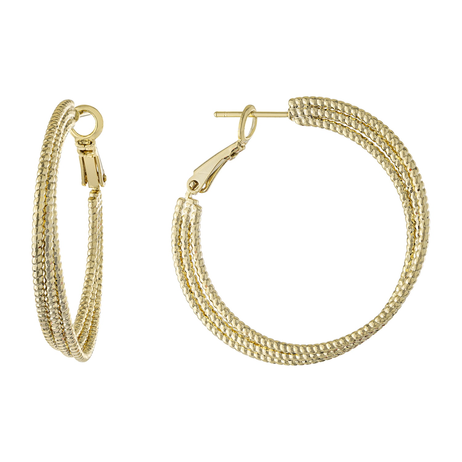 Silver Reflections 24K Gold Over Brass Hoop Earrings