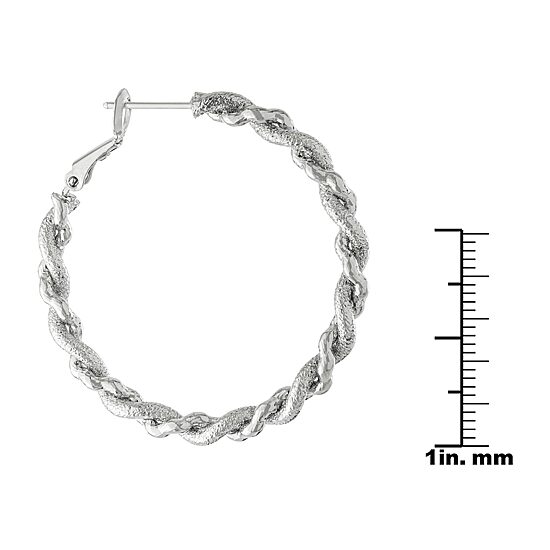 Silver Reflections Pure Silver Over Brass Hoop Earrings