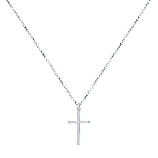 Silver Treasures Womens Sterling Silver Cross 16 Inch Pendant Necklace
