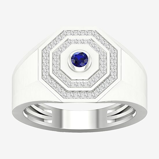 Mens Lab Created Blue Sapphire Sterling Silver Fashion Ring