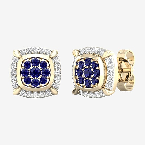 1/8 CT. T.W. Genuine Blue Sapphire 10K Gold 8.8mm Stud Earrings