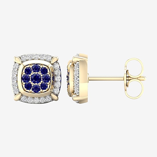 1/8 CT. T.W. Genuine Blue Sapphire 10K Gold 8.8mm Stud Earrings