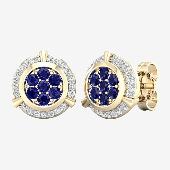 1/8 CT. T.W. Genuine Blue Sapphire 10K Gold 10.1mm Stud Earrings