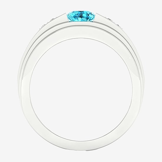 Mens Diamond Accent Genuine Blue Topaz Sterling Silver Fashion Ring