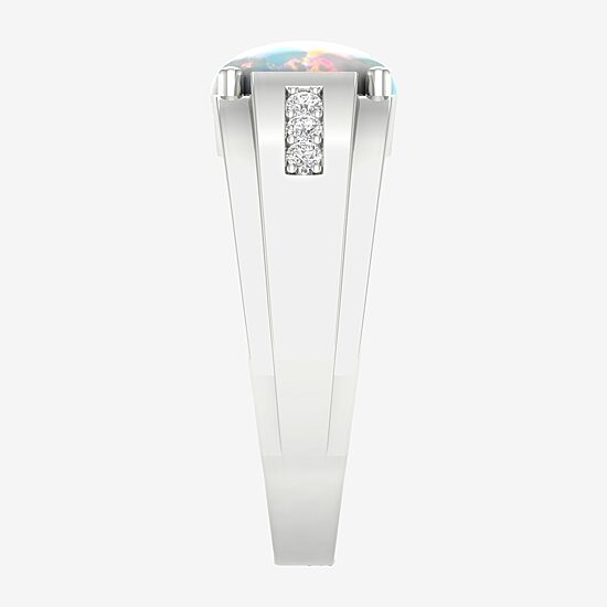 Mens Lab Created White Opal Sterling Silver Fashion Ring